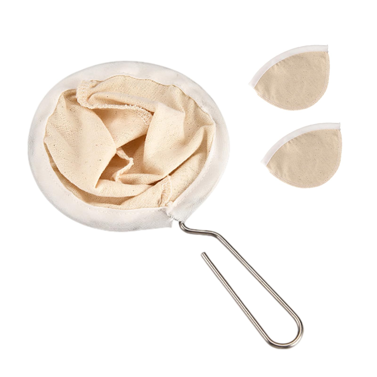 Piceioep Of 3 Thick Flannel Practical Coffee Coffee Sock Strainer with Wooden Handle for Hand Brewing Cloth Filter Pouches Sock
