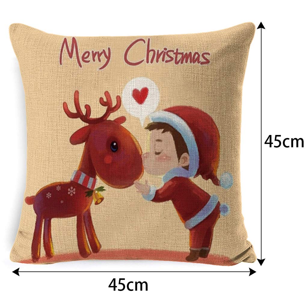 Federe Decorative Invernali Lino Morbido Set 4 Federe Cuscini Natalizie 45x45 Cm - In Lino Morbido, Stampa Invernale, Per Divano E Letto Set Federe Natale Tema Babbo Natale