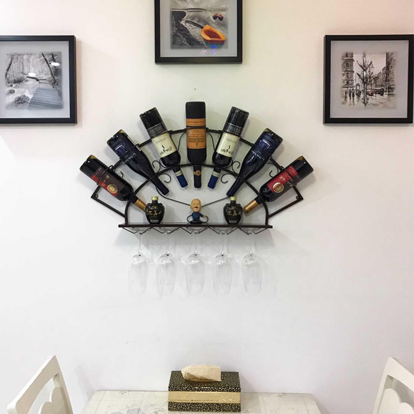 Élégant casier à vin mural blanc – Étagère de bar et porte-bouteille pour la maison, la cuisine et la salle à manger – Présentoir élégant pour les amateurs de vin