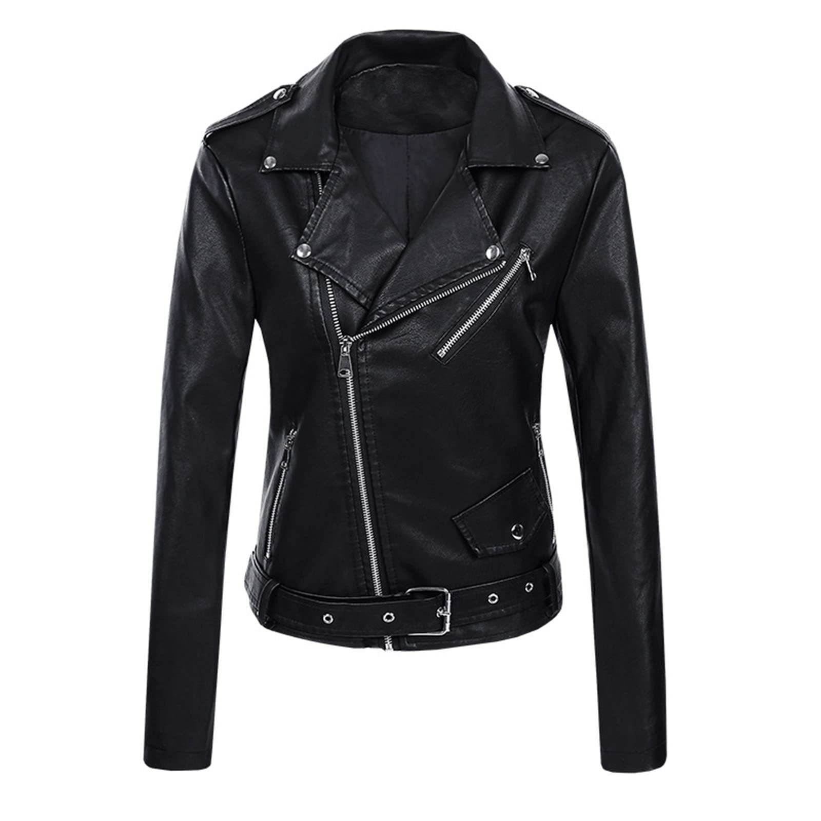 Giacca in Pelle a Maniche Lunghe da Donna Giacca in Pelle da Moto Giacca in Pelle PU Giacca da Donna alla Giubbotto Sportivo Donna Invernale Donna Giubotto