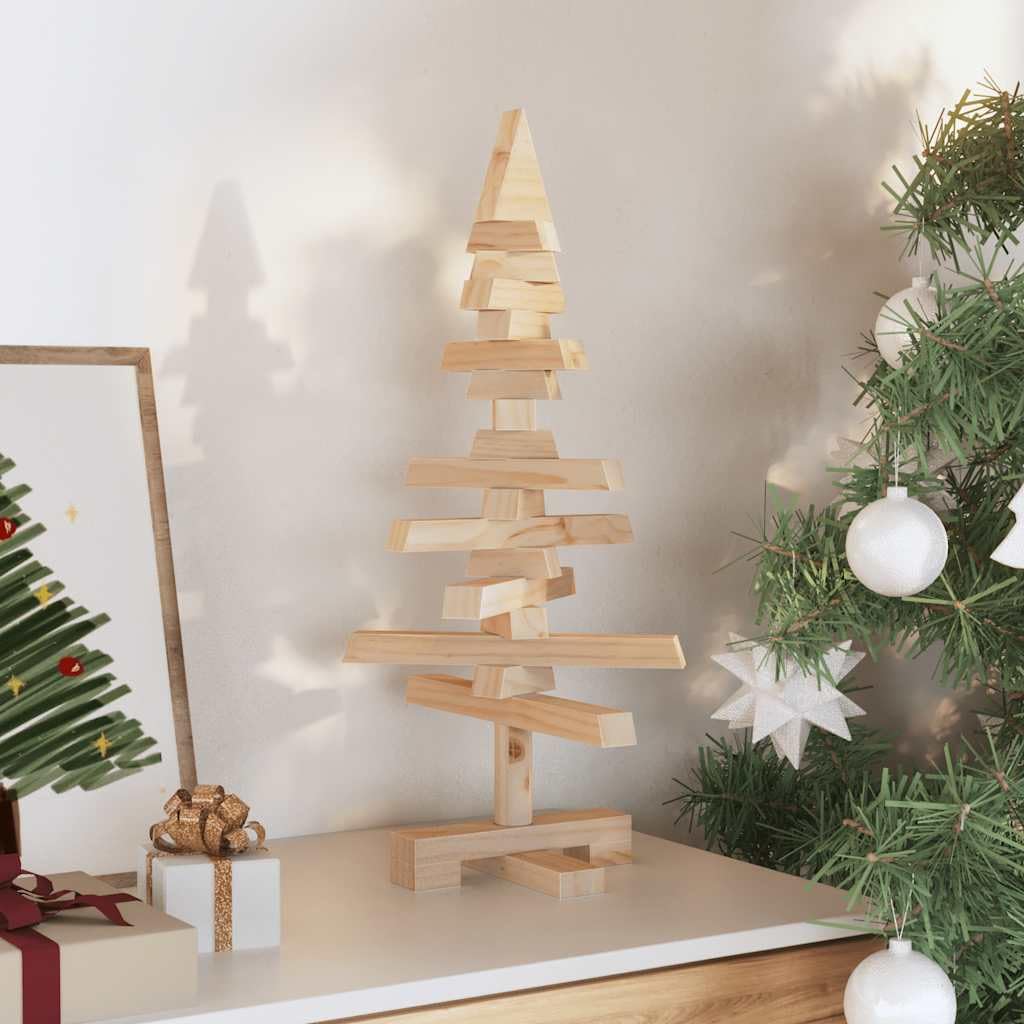 Madera de árbol de Navidad para decoración de madera maciza de pino de 60 cm, decoración de bricolaje para la oficina en casa, diseño que ahorra espacio, ambiente navideño para interiores y exteriores