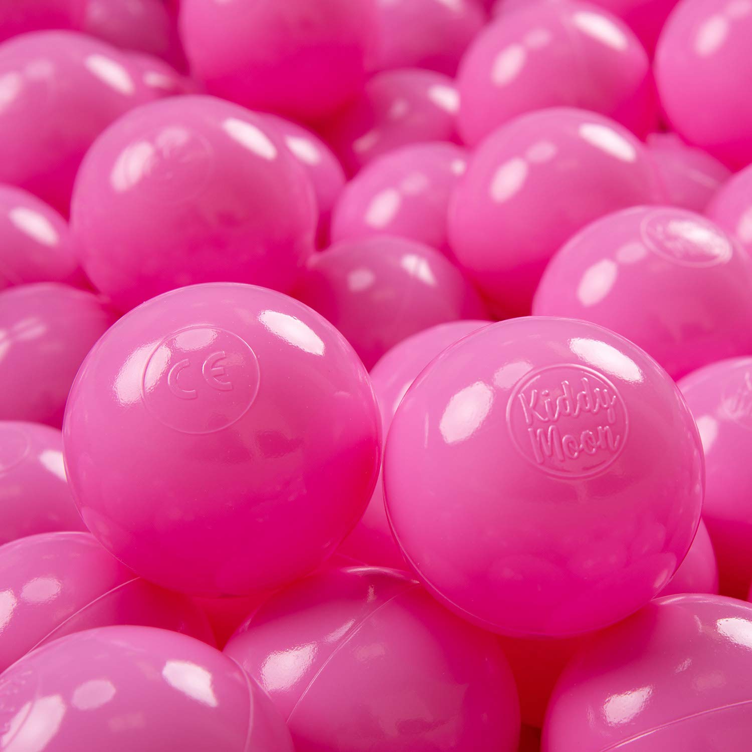 KiddyMoon 300 ∅ 7 cm Coloured Plastic Balls for Children's Baby Swimming Pools Made in EU, Pink - 1