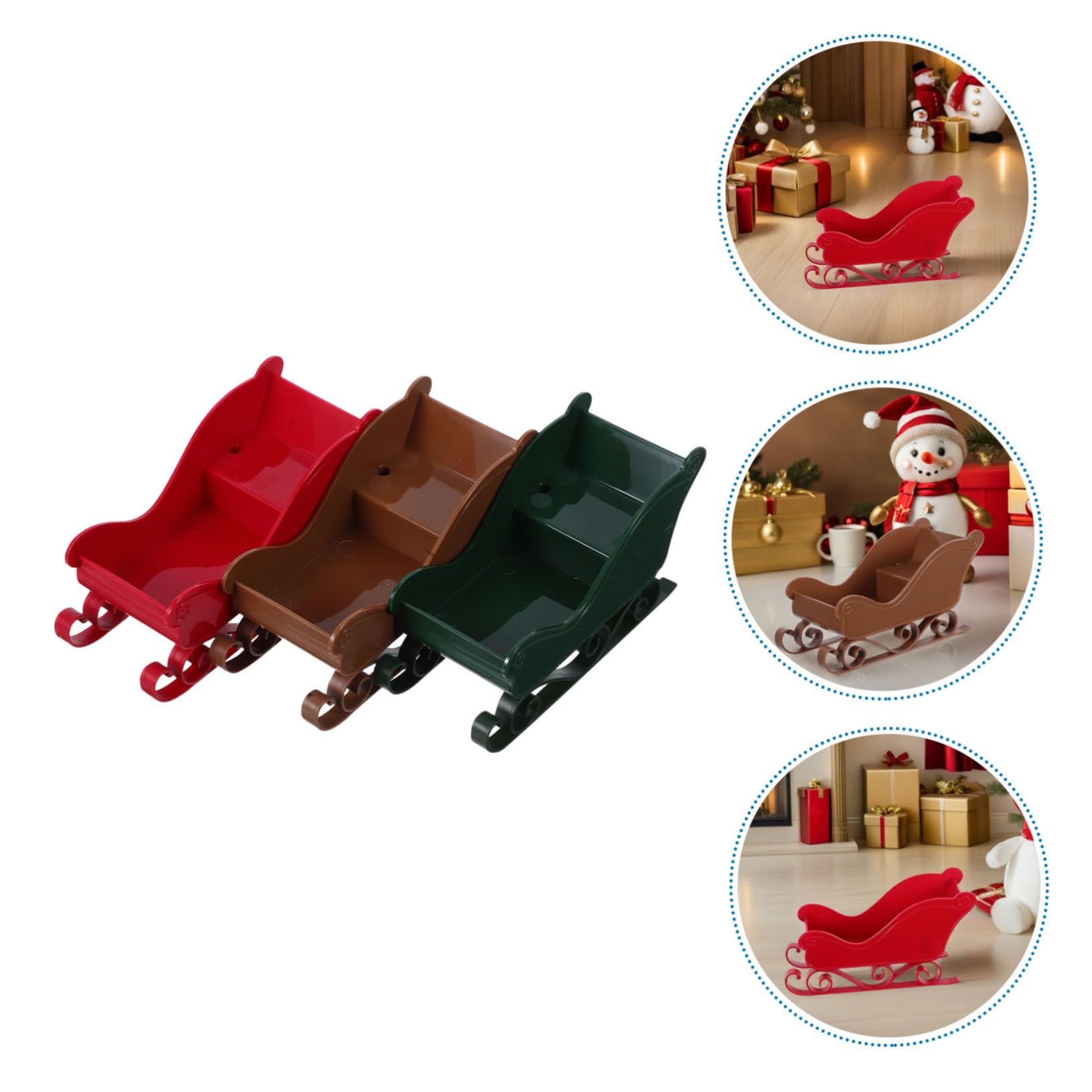 ULTECHNOVO 3 Piezas Decoración de Trineo Navideño Mini Adorno de Trineo de Escritorio para Manualidades Accesorios para Fotos de Fiestas