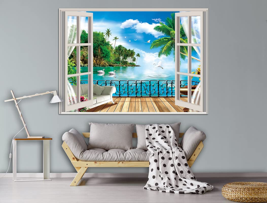 ENVOUGE 3D Self Adhesive Wallpaper Window View SEA for Living Room/Kitchen/Bedroom/Study Room/Kids Room (4ft X 3ft) (B09M9ZD2MV) Amazon Price History, Amazon Price Tracker