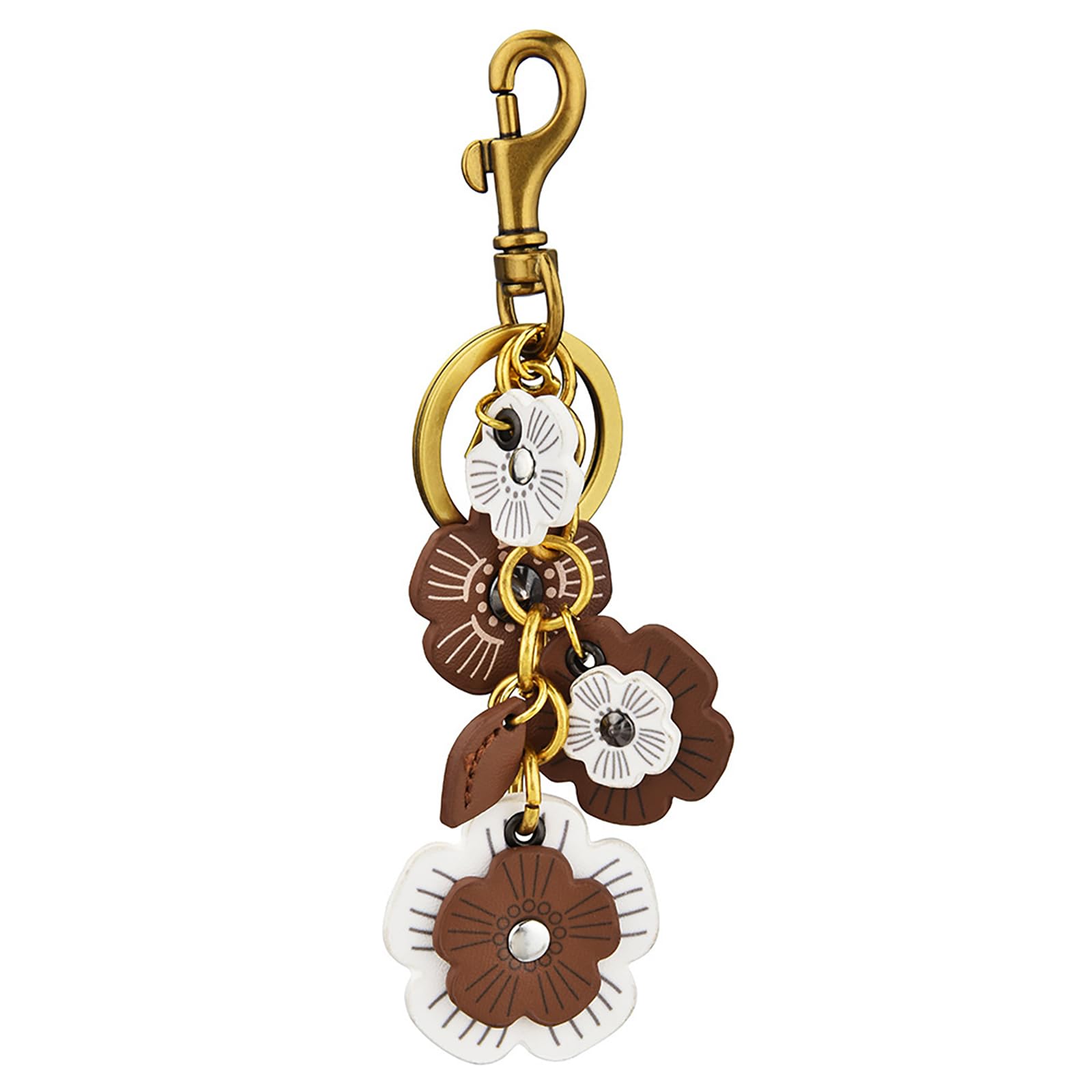 Qiubaoll Women's White Leather Flower Keychain For Vintage Floral Purse Charm, Aesthetic Bag Accessories For Purse Backpack Luggage (White)