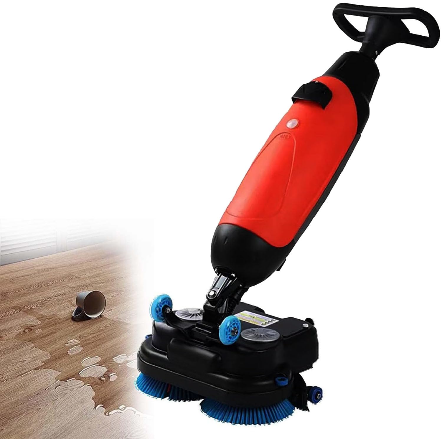 Commercial Floor Scrubber Machine, Ultra-Compact &amp; Portable Cordless Design, for Home, Office &amp; Small Commercial Spaces, Tile &amp; Sealed Floors Red