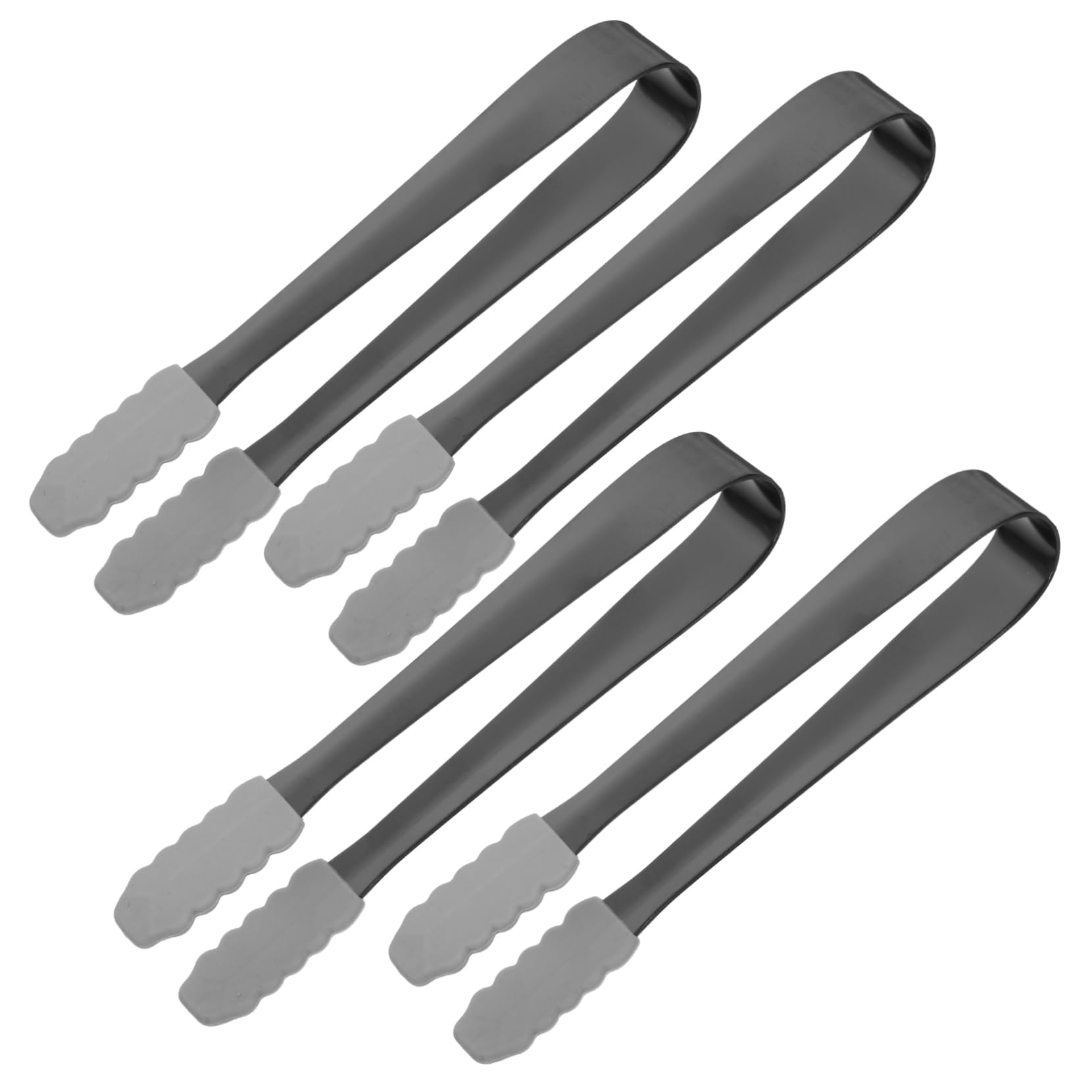 Cabilock 4pcs Food-grade Stainless Steel Tongs Silicone Grip for Easy Serving for Ice and Food Items Convenient Bbq Tool