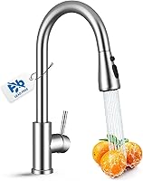 VFAUOSIT Brushed Nickel Kitchen Faucet with Pull-Down Sprayer - Lead-Free Stainless Steel High Arc Single Hole for Kitchen, Bar, RV, Bathroom Sinks
