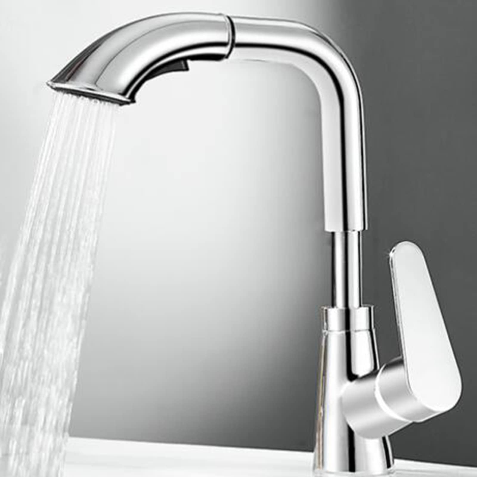 Robinet de lavabo avec douchette extractible haut de gamme en laiton massif Bianco