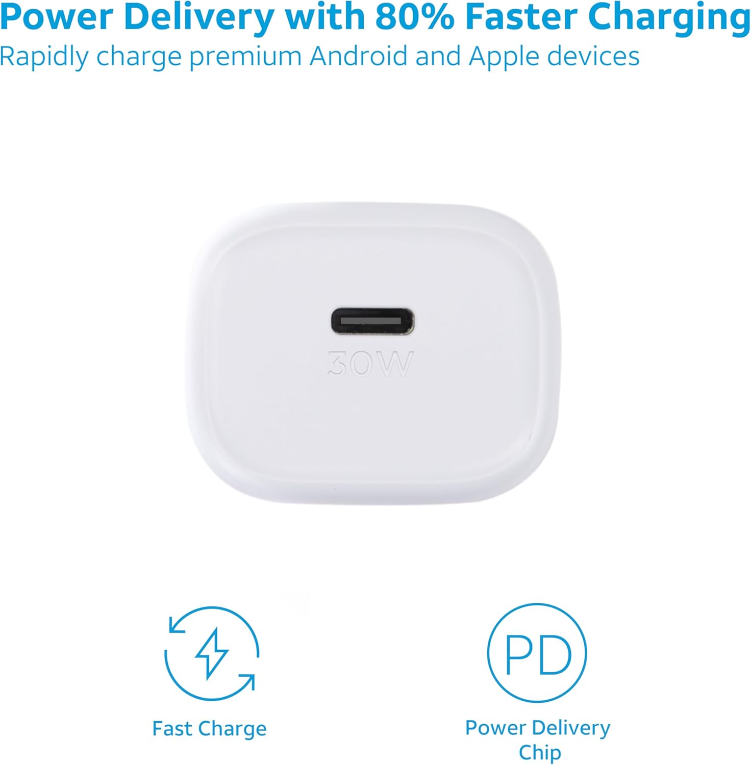 AT&T USB-C Wall Charger showing 30W USB-C port