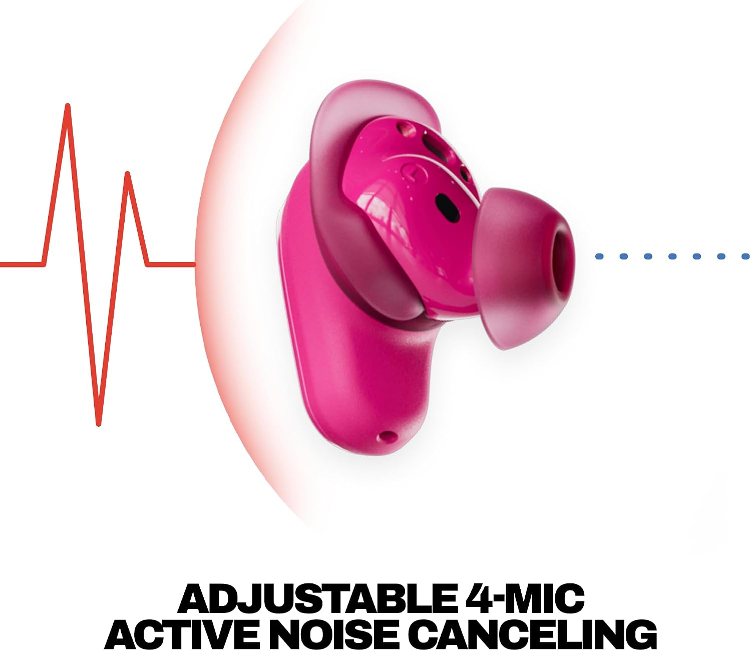 Skullcandy Method 360 ANC Wireless Earbuds with Sound by Bose - Crazy Pink | In-Ear Fit, Premium Active Noise Cancellation, 40 Hours Battery, Sweat and Water Resistant, Microphone for iPhone Android