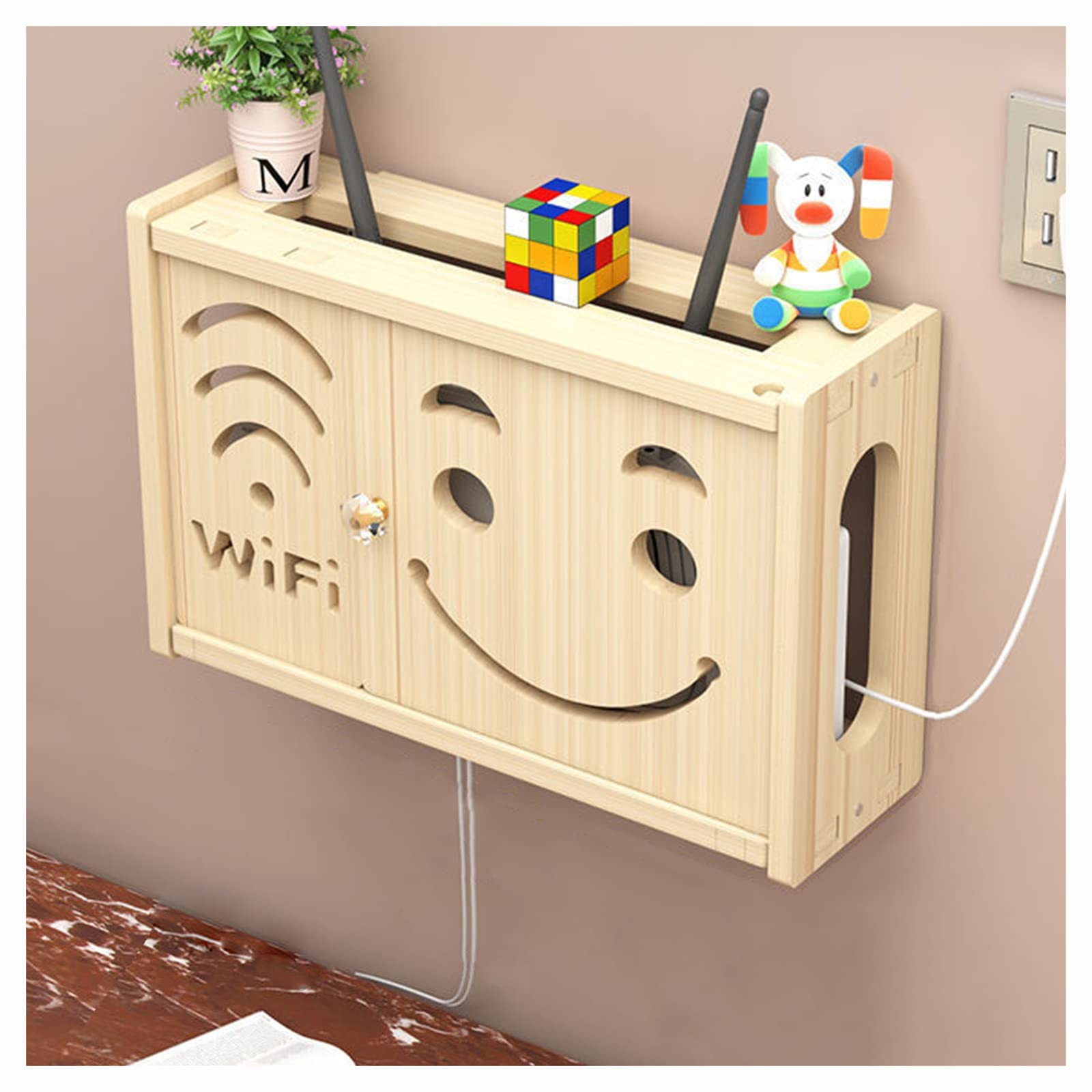 Boîte de rangement pour routeur avec ventilation pour signal WiFi fluide