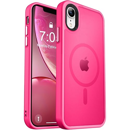 MOCCA Strong Magnetic for iPhone XR Phone Case, [Compatible with Magsafe][Mil-Grade Drop Protection] Slim Thin Translucent Matte Protective Cover Case for iPhone XR Case 6.1'', Hot Pink