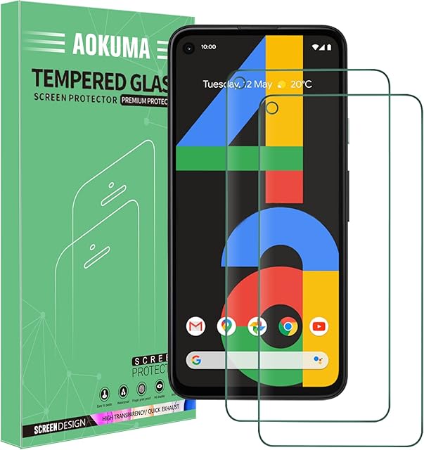 AOKUMA Google Pixel 4A 4G Tempered Glass Screen Protector, [2 Pack] Premium Quality Guard Film, Case Friendly, Shatterproof, Shockproof, Scratchproof oilproof