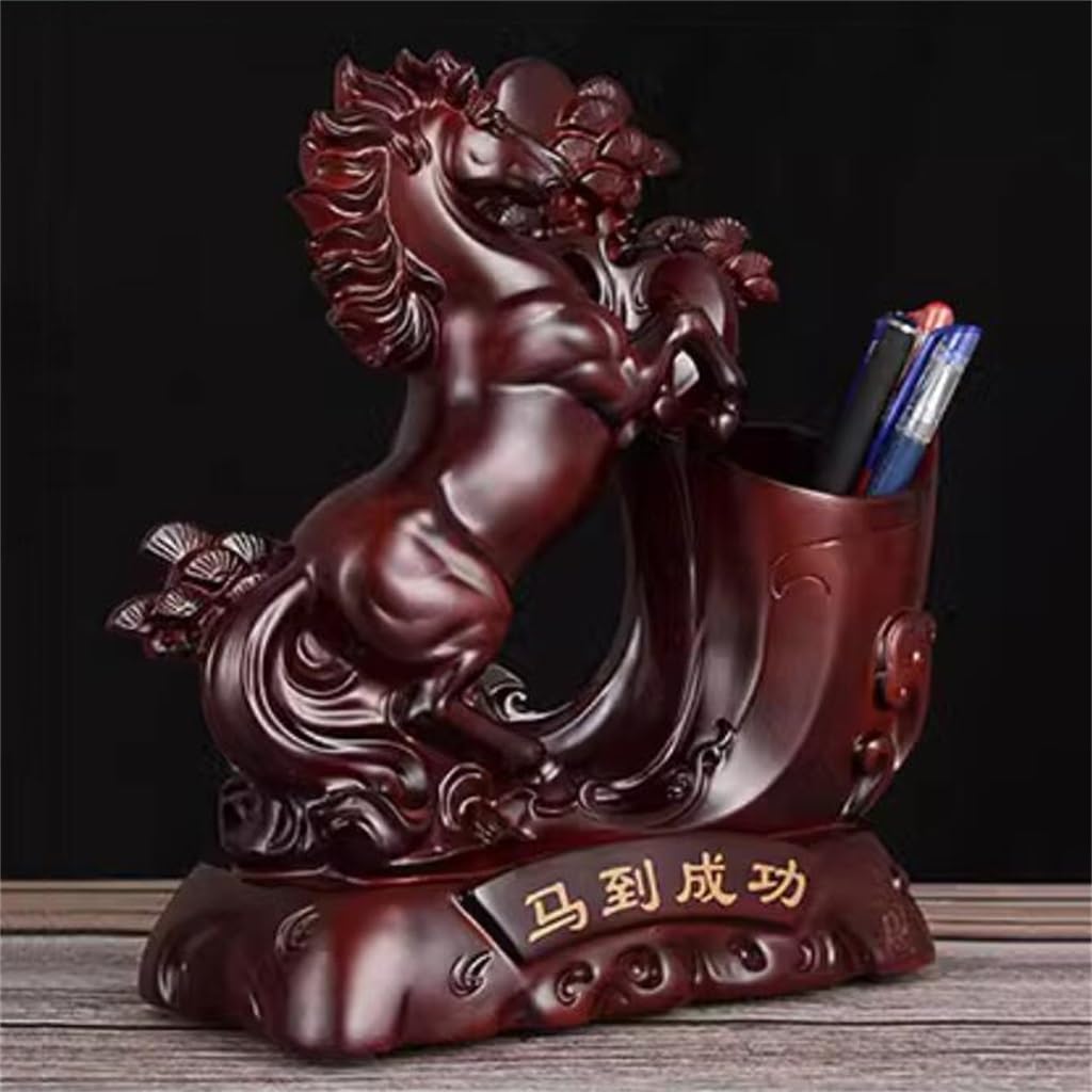 Portalápices de Escritorio para Estudio, Caja de Almacenamiento de papelería Decorativa, Cubo para bolígrafos Decorativo Chino, Suministros de Oficina (D 25 * 10 * 25,5 cm)