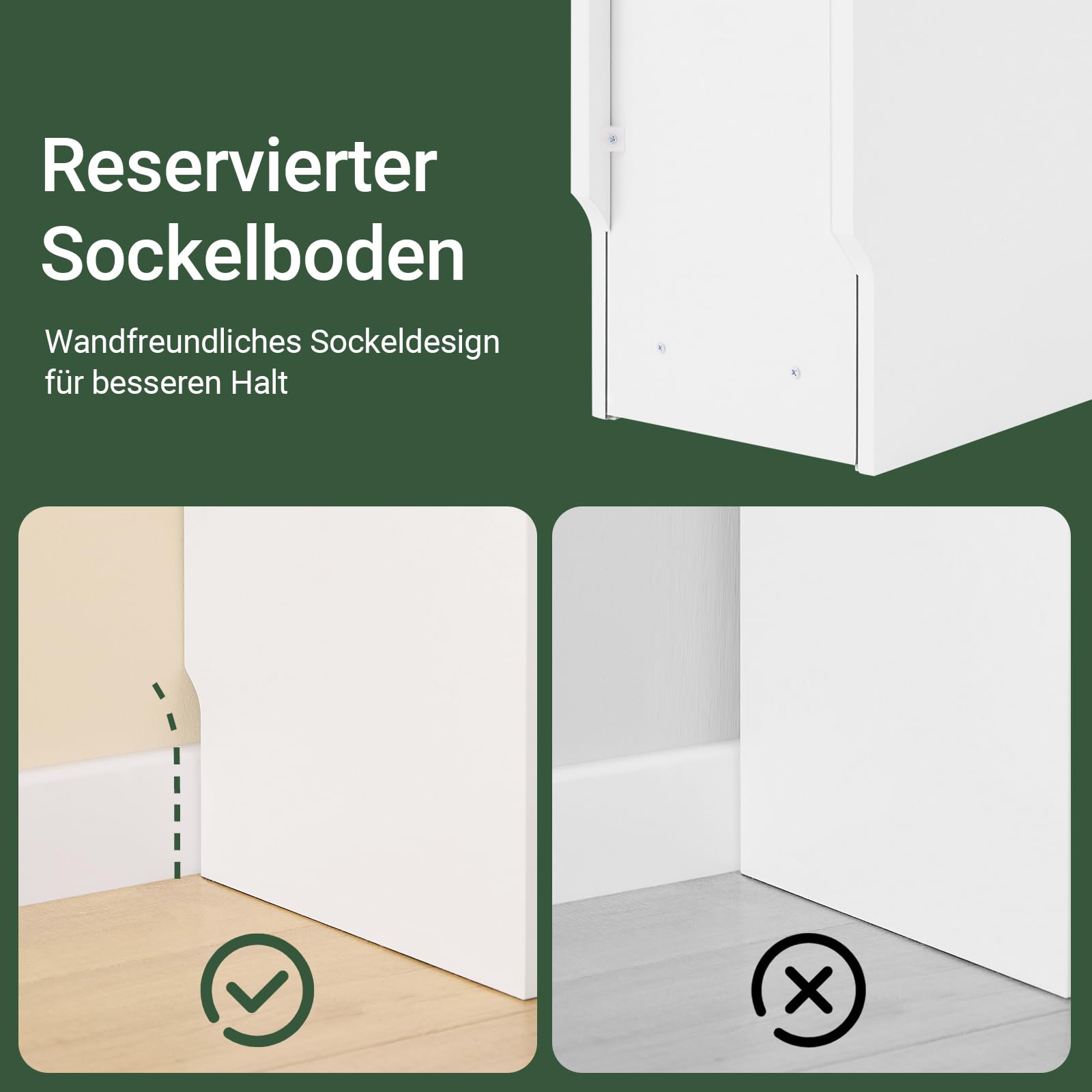 SoBuy Nachttisch schmal 20cm mit wellenförmige Schubladenfront, 20x35x60cm | Nachtschrank Beistelltisch mit Sockelleisten-Design, platzsparend für Schlafzimmer, Wohnzimmer & kleine Räume, Weiß FBT111-W