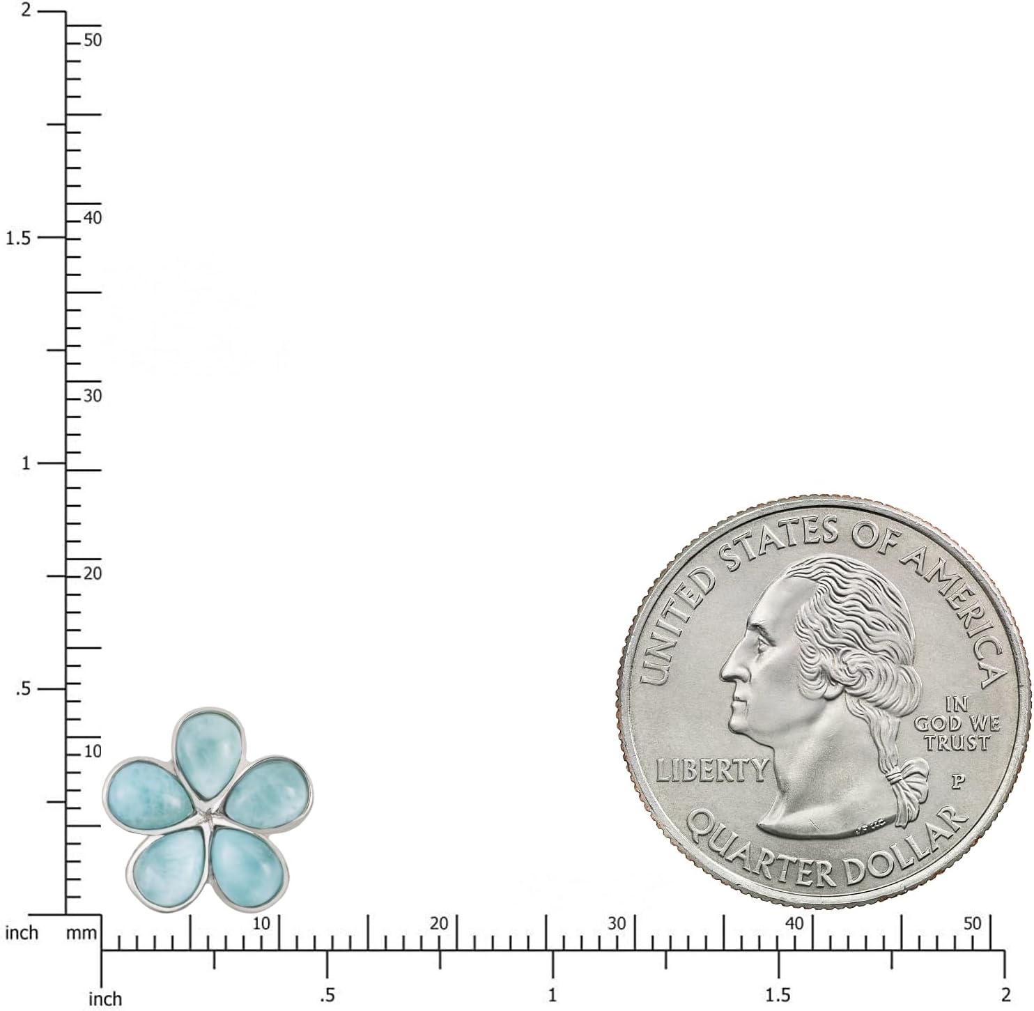 925 Sterling Silver Natural Larimar Gemstone Plumeria Flower Dangle Hook Earrings, Nickle Free Hypoallergenic for Sensitive Skin, Gift Box Included (Small, Larimar Rounded Petals - Stud)