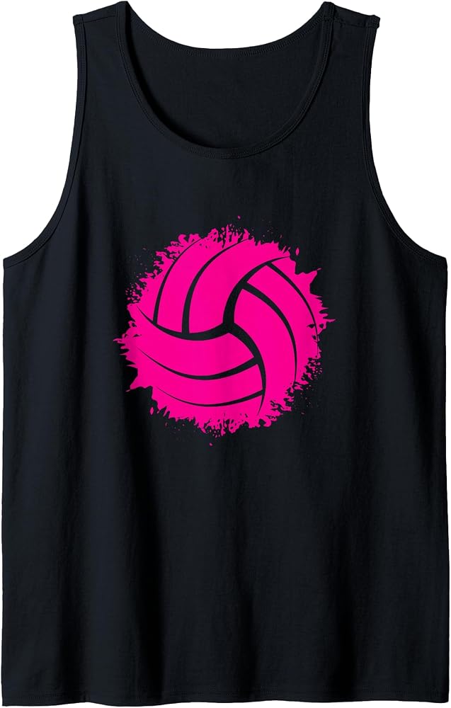 Camiseta sin mangas con gráfico deportivo lindo de voleibol rosa simple