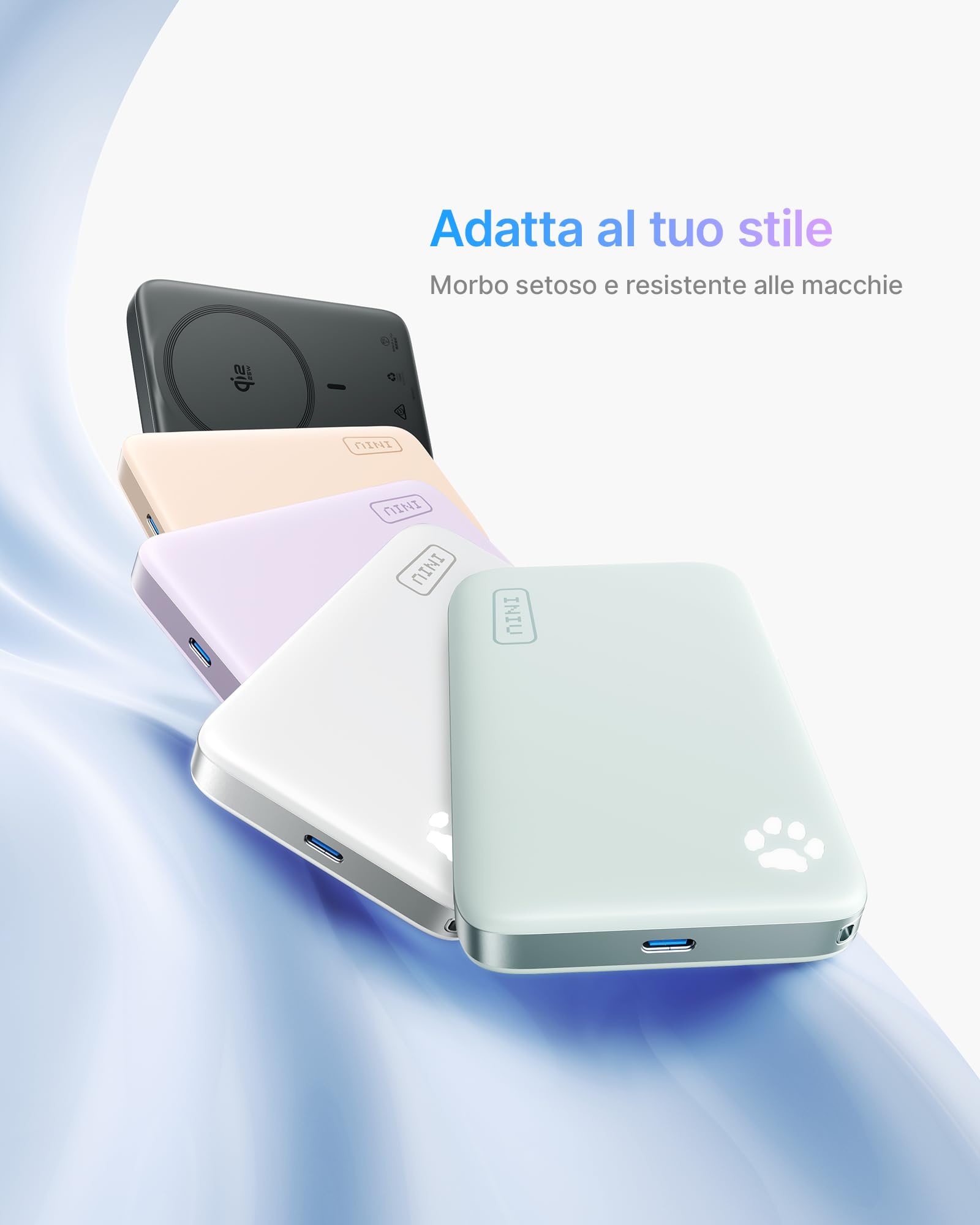 INIU 5000mAh for MagSafe Power Bank, Slim Qi2.2 25W Wireless & 45W Wired | Certificato Qi2.2 25W Wireless, USB C 45W Ricarica Rapida Caricatore Portatile, Viaggio Essenziali per iPhone Serie 17-12