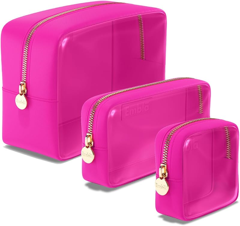 Necessaires de maquiagem Embla com zíper, conjunto com 3