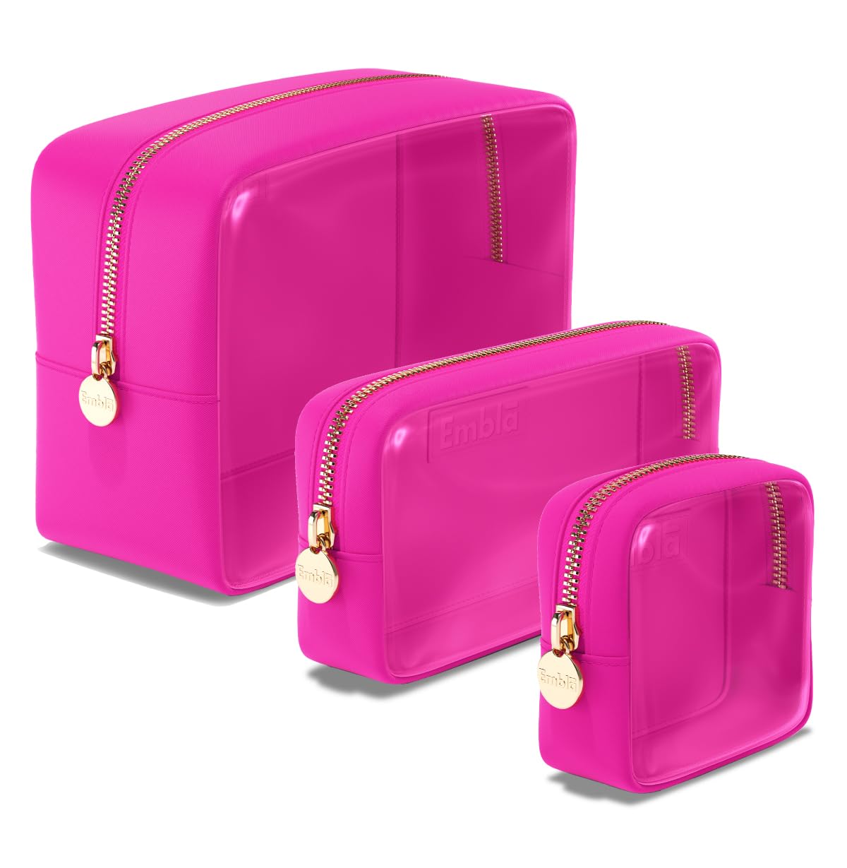 Clear Cosmetic Bags Set of 3, Mini Small Large Makeup Bags For Women Clear Pouch Cosmetics Cases Zipper Cute Pouches Make Up Travel Toiletry