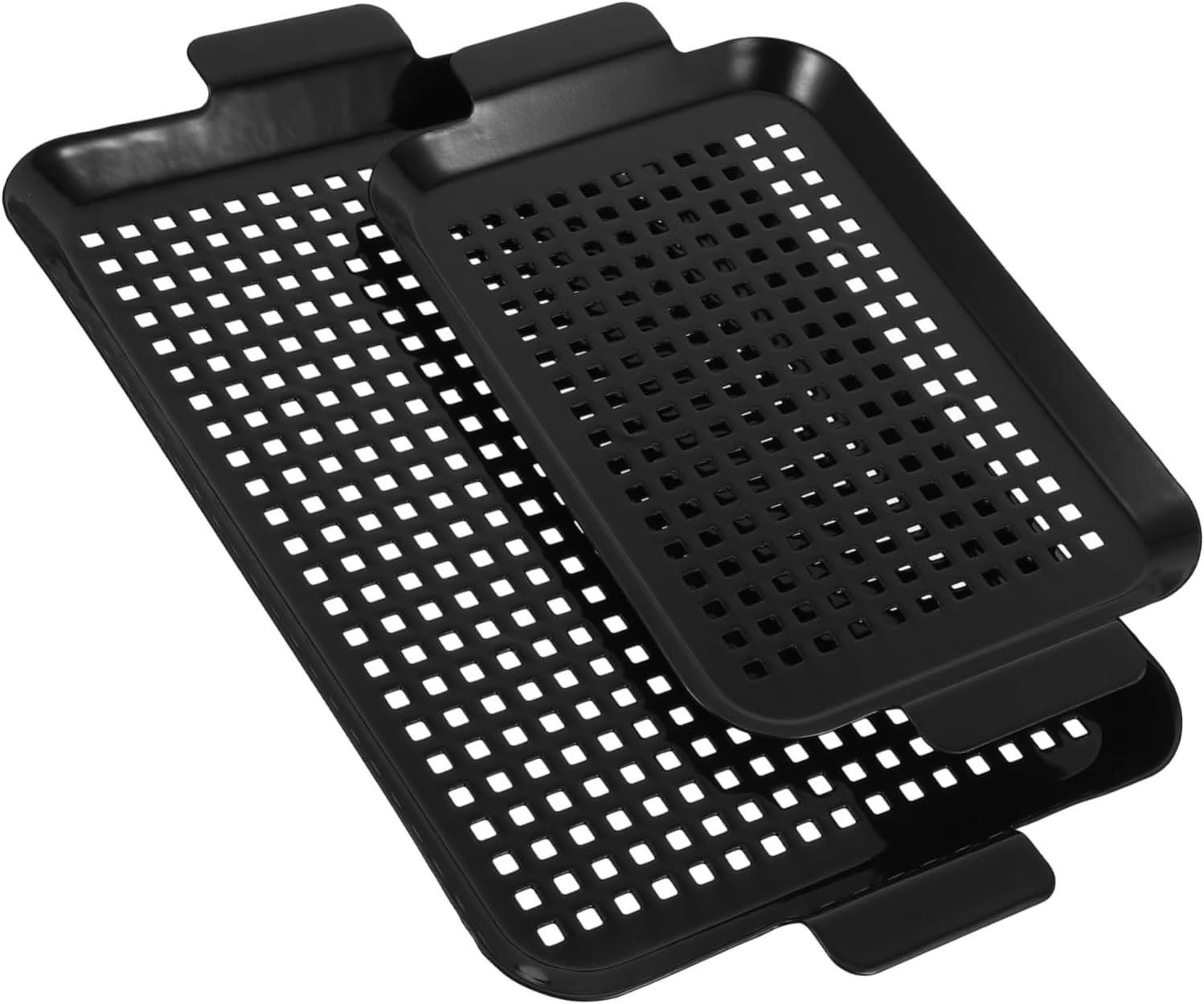 VICASKY 2pcs Nonstick Grilling Tray Grill Pan for Outdoor Bbq Secure Cooking Raised Edges for Vegetables Fish and Meat