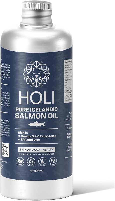 Óleo de salmão para cães e gatos HOLI com Ômega 3 EPA e DHA, frasco de aproximadamente 358 g