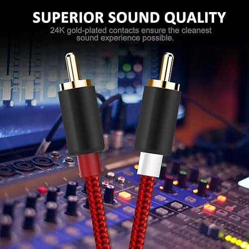 Miniatura 9 de Cable RCA Goalfish de 2 machos a 2 machos cable de audio estéreo 2-unidades de 4 pies sonido Hi-Fi blindadoCable estéreo RCA trenzado para cine