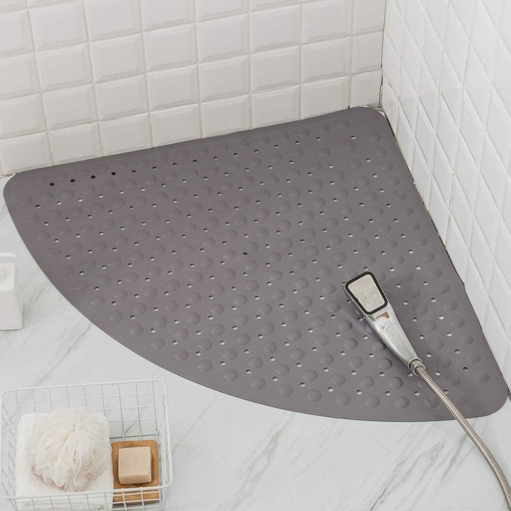 WANGZHENG Corner Shower Mat Fan-Shaped Shower Mat Anti-Slip Bathroom Mat Bathroom Floor Mat Suitable for Toilet Drip Mat-Dark Gray||70 * 70cm