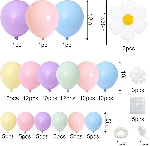 Miniatura 2 de Guirnalda de globos de margaritas y 16 juegos de globos de flores de margarita, kit de bricolaje, retro, hippie, bohemio, macarrón, pastel,