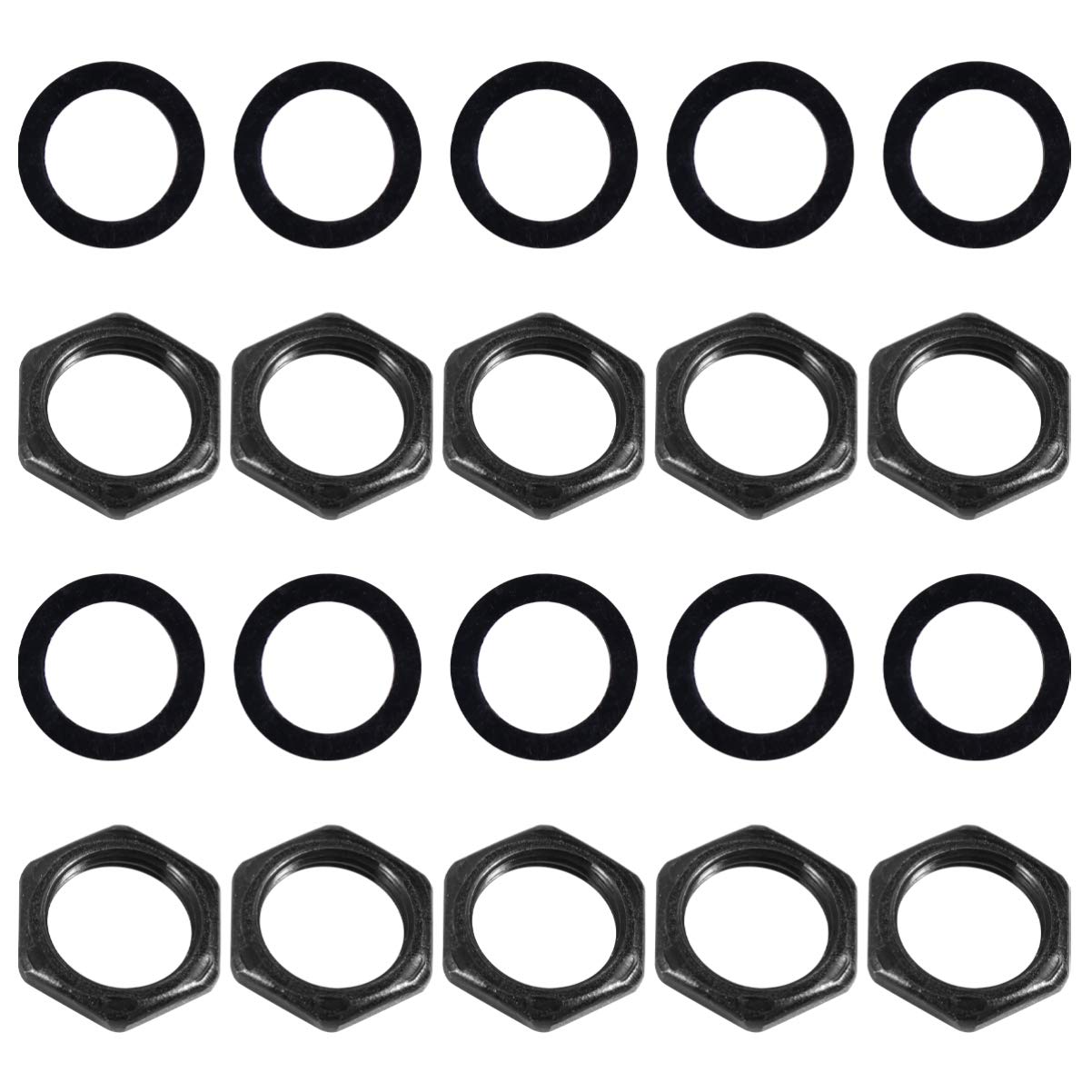 Vaguelly Electric Guitar Nut Shim 20 Pcs M9 Guitar Nut Gasket Potentiometer Set Black Perfect for Home and Store Use