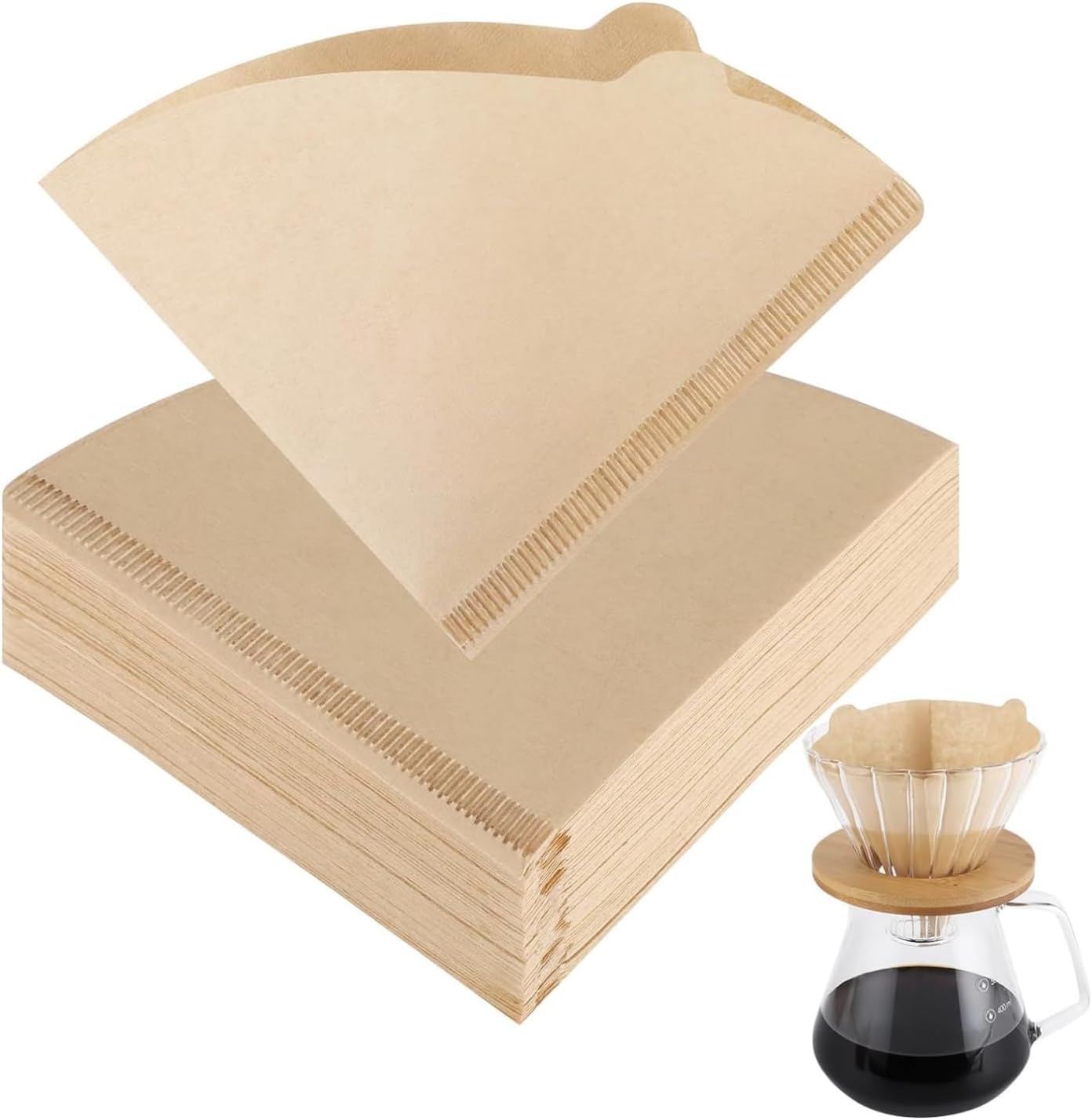 SKY-TOUCH Coffee Filter 100 pcs, Coffee Filter Paper V60 Unbleached Disposable Coffee Filters Paper for Pour Over and Drip Coffee Maker 2 4 Cups brown