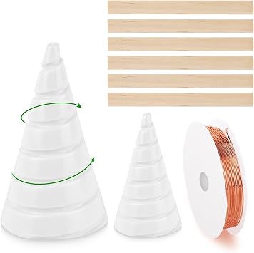Electroculture Gardening Copper Kit with 99.9% Pure Copper Wire, 2 PCS Fibonacci Coil Winding Jigs, 6 PCS Wooden Stakes Antennas, 16 Gauge Copper Wire for Gardening, Air Plant 8.2 Feet /2.5m