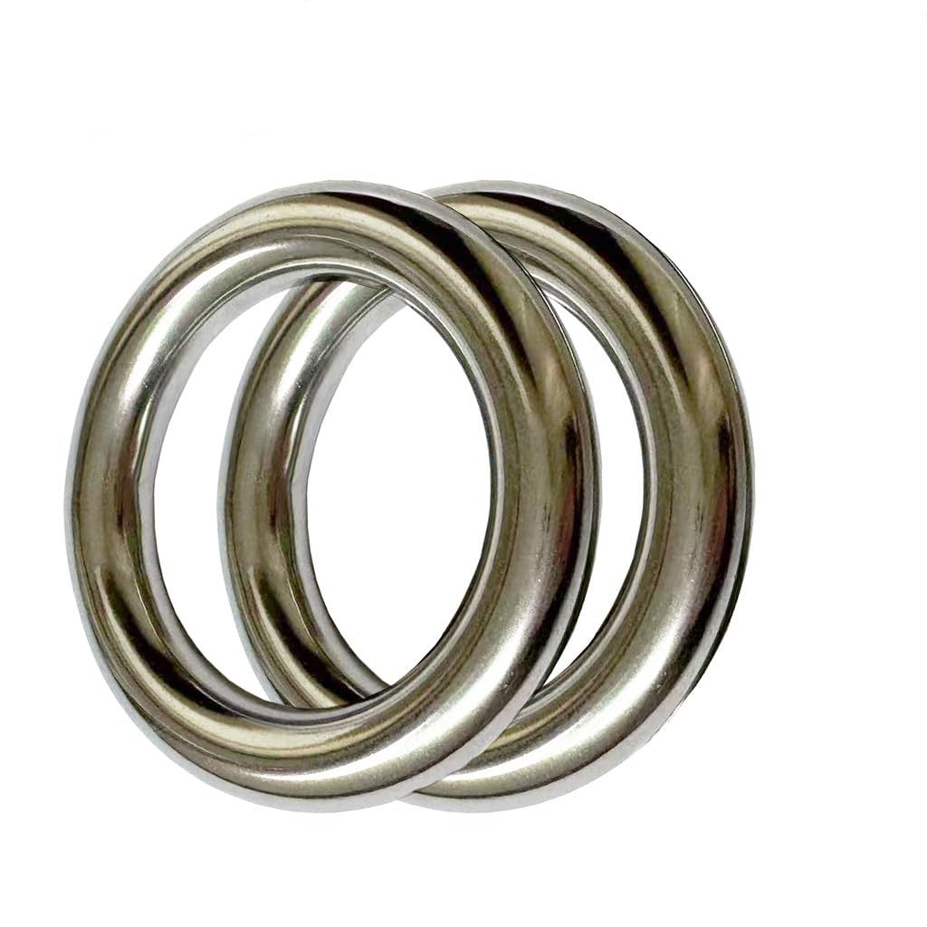 CHHGGNN Metal O Ring, 2 Pack 3 inch Stainless Steel Lifting Ring Seamless Metal O Ring Heavy Duty Ring Smooth Solid Multi-Purpose Ring, 12mm x 50mm