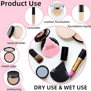 6PCS Triangle Powder Puff,Face Soft Powder Puffs Makeup Sponge Setting Powder Dry and Wet Makeup Setting Puff Make up Beauty Tool,Used for Loose Powder Foundation Make-up and Cosmetics(Pink and Black)
