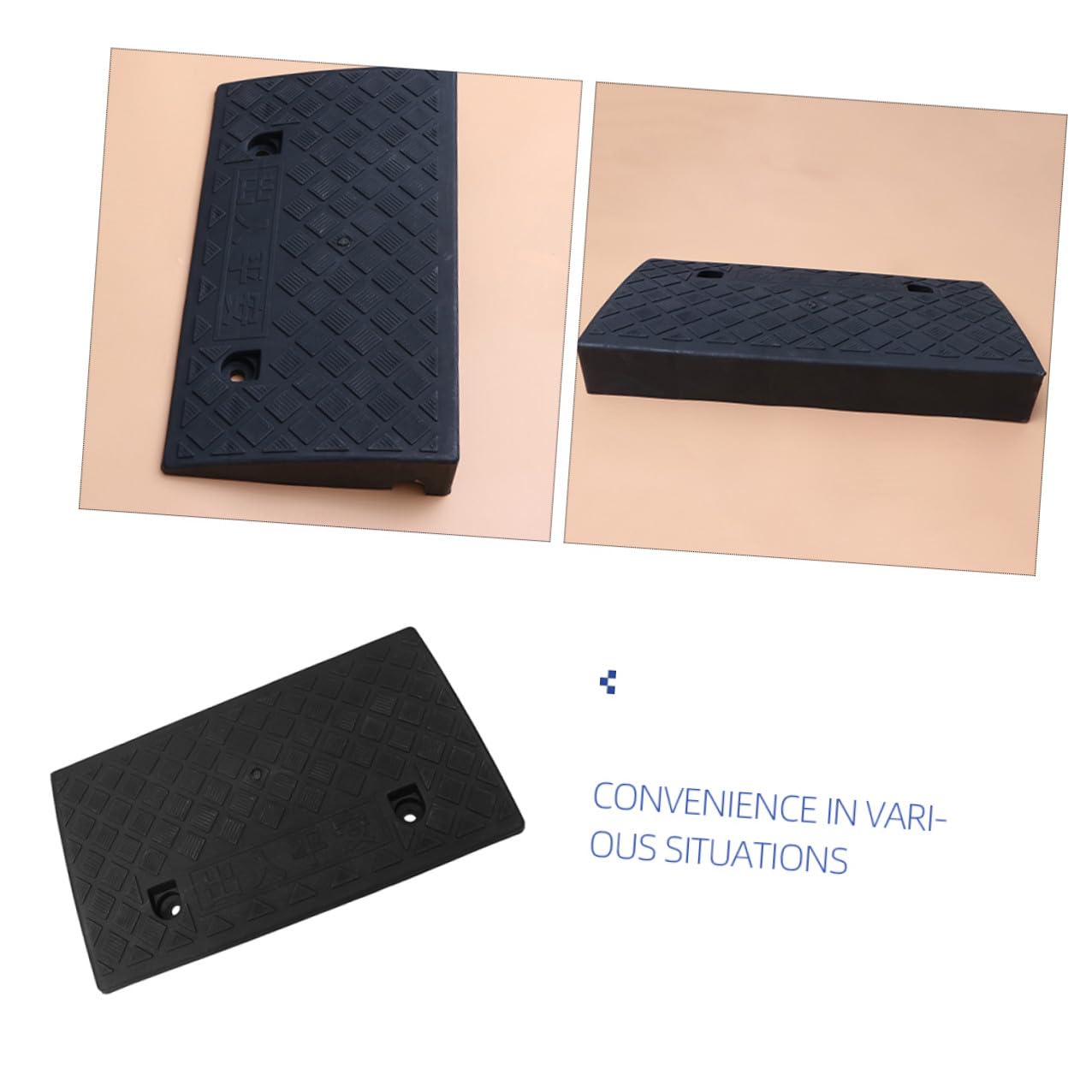 VALICLUD Rampa di Accesso in Plastica Robusta Antiscivolo 50x27x10 Cm per Marciapiedi, Rampe per Sedie a Rotelle e Veicoli, Installazione Autoadesiva per Uso Domestico e Veicolare