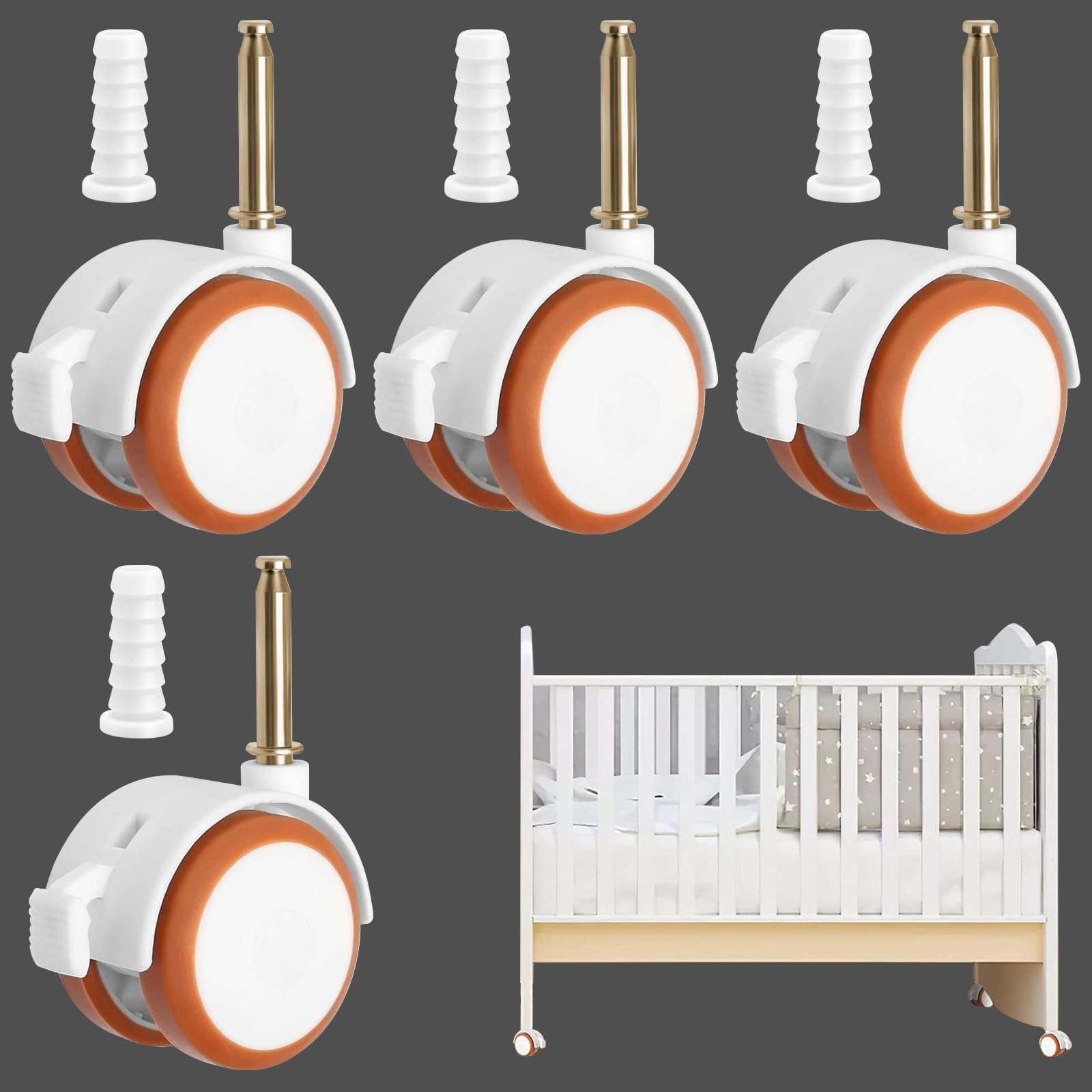 4 Pièces Roulettes pour Lits et Meubles d'Enfant, Convient pour Meubles et Poussettes d'Enfant (Blanc)