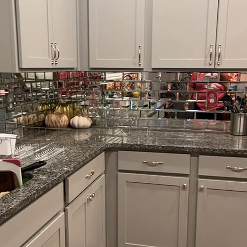 Vista 8 de Lovdeco Azulejo de espejo para despegar y pegar, espejo biselado de metro de 3 x 6 pulgadas para pared de cocina y baño