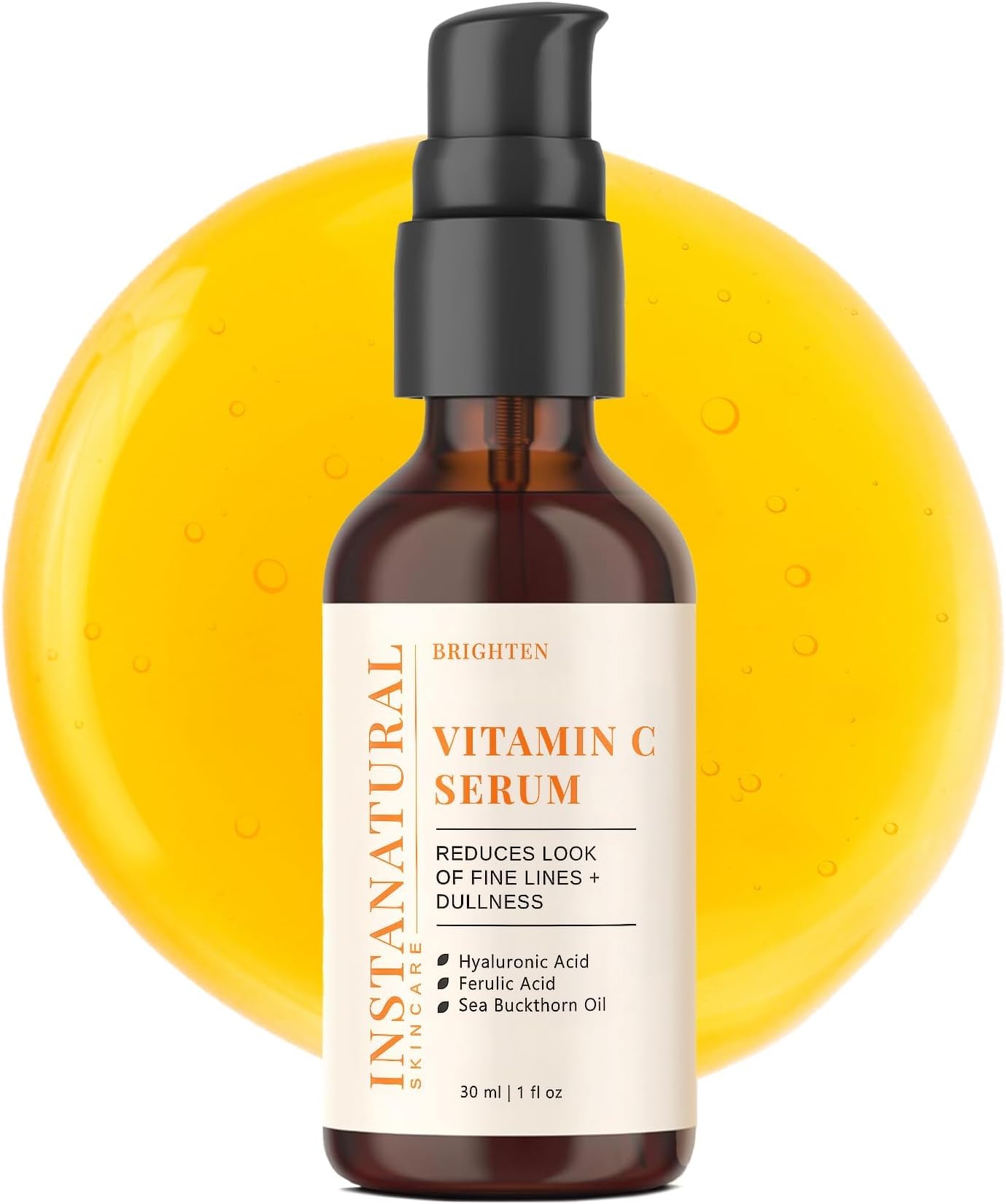 InstaNatural Vitamin C Serum with Hyaluronic Acid & Vit E - Natural & Organic Anti Wrinkle Reducer Formula for Face - Dark Circle, Fine Line & Sun Damage Corrector - Restore & Boost Collagen - 1 oz
