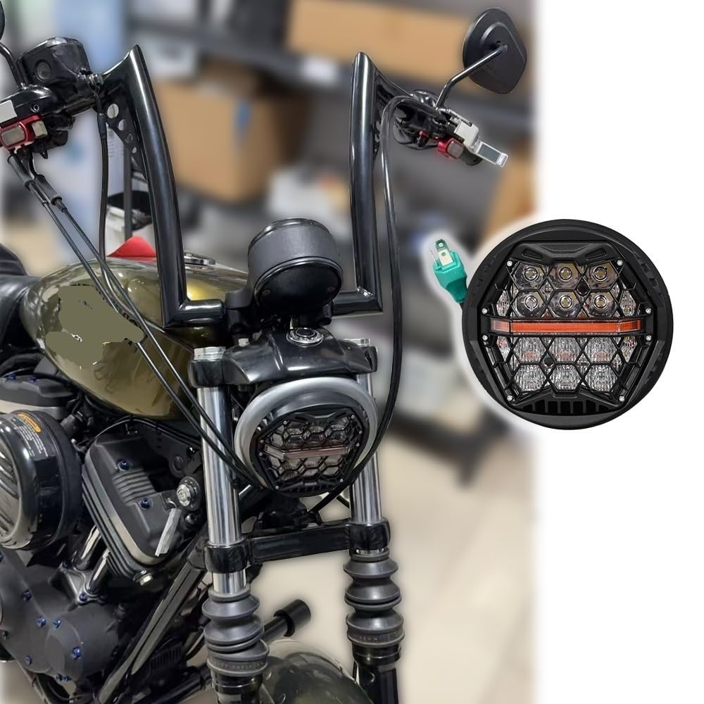 Fari Fendinebbia Faro moto Ambra DRL Per alto/anabbagliante | Faro moto Ambra DRL Per alto/anabbagliante 5,75 pollici LED E24 Per Sportster Per Dyna Per Softail