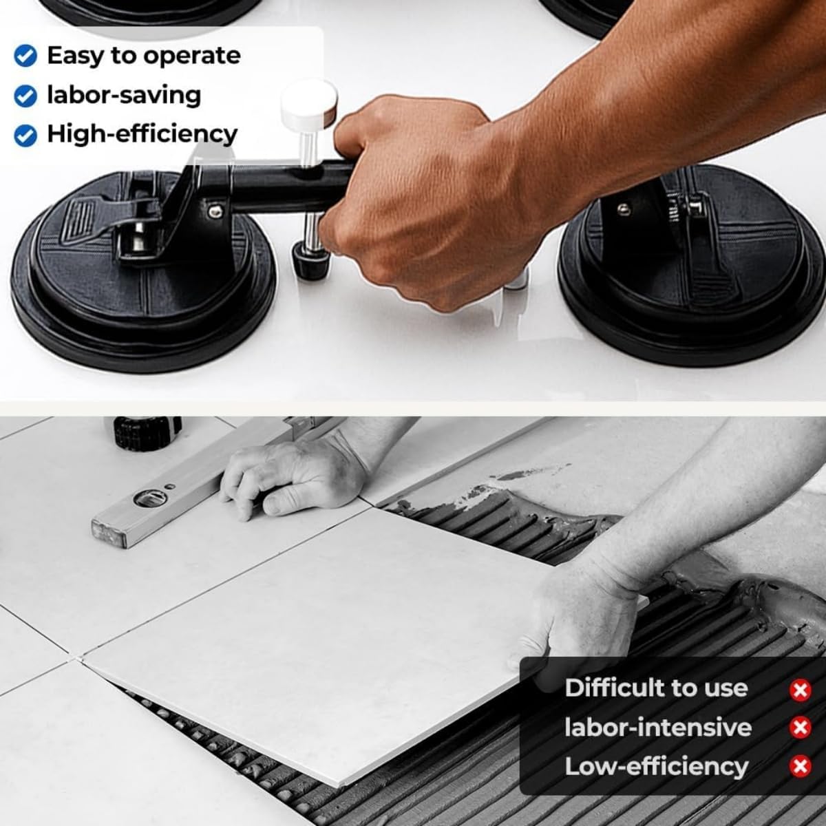 Countertop Alignment Clamps Suction, Adjustable Seamless Seam Setter with Heavy Duty Suction Cups for Granite, Marble, Stone, Slab, Glass (Type A)