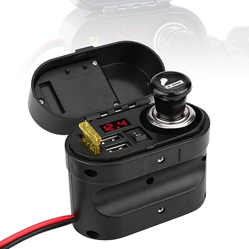 Miniatura 7 de Encendedor de motocicleta, cargador USB para motocicleta, encendedor de cigarrillos de 12 V con elemento, impermeable para motocicleta, adaptador