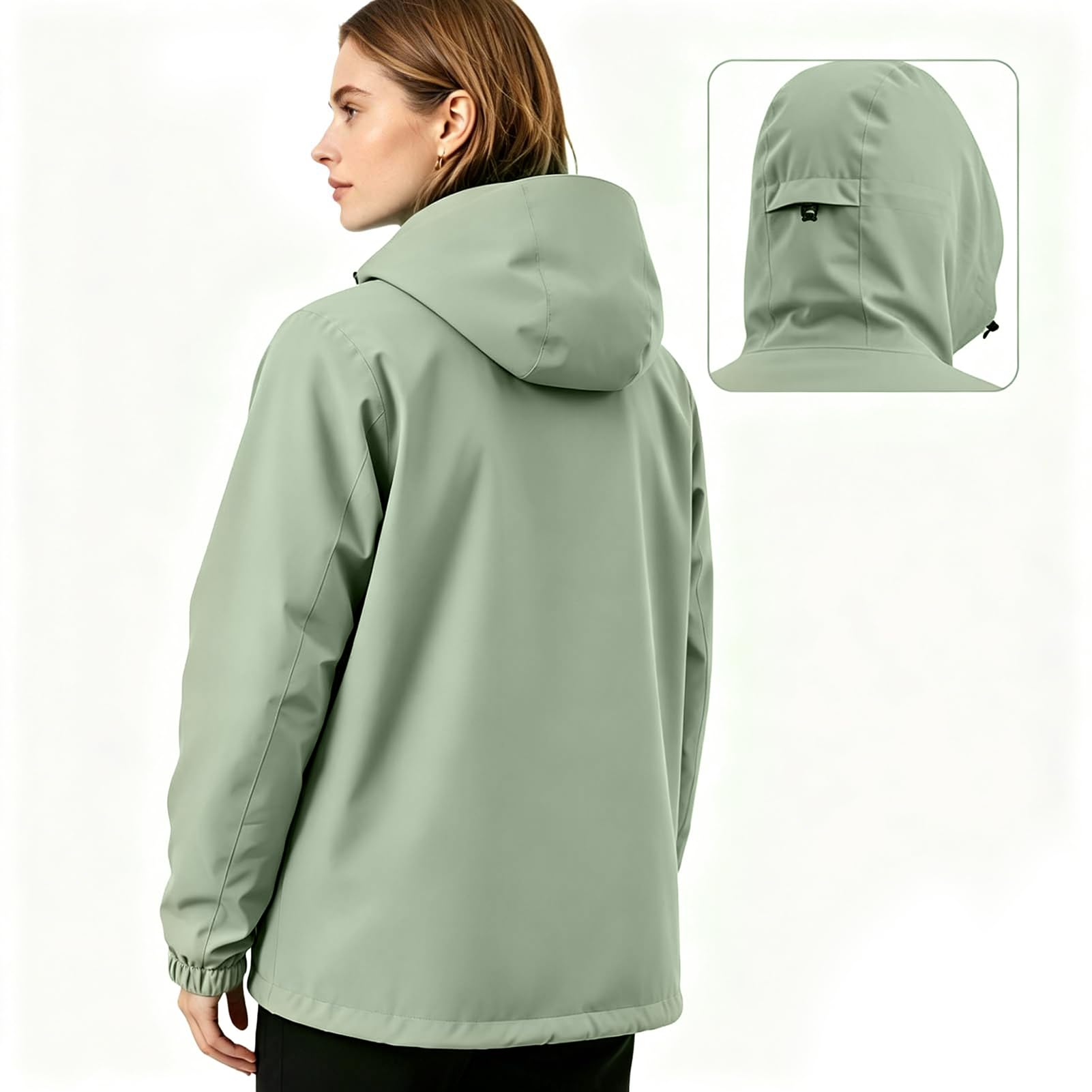 Veste Imperméable Femme Coupe Vent Femme Impermeable Veste de pluie avec capuche pour le cyclisme camping alpinisme, la randonnée et l'escalade