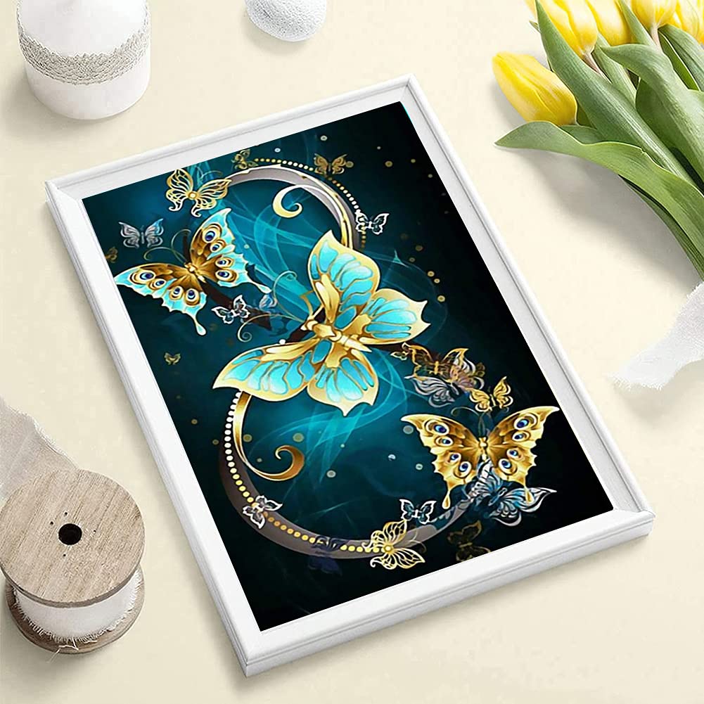 5D Diamond Painting licht en schaduw, vlinder en bloem, doe-het-zelf