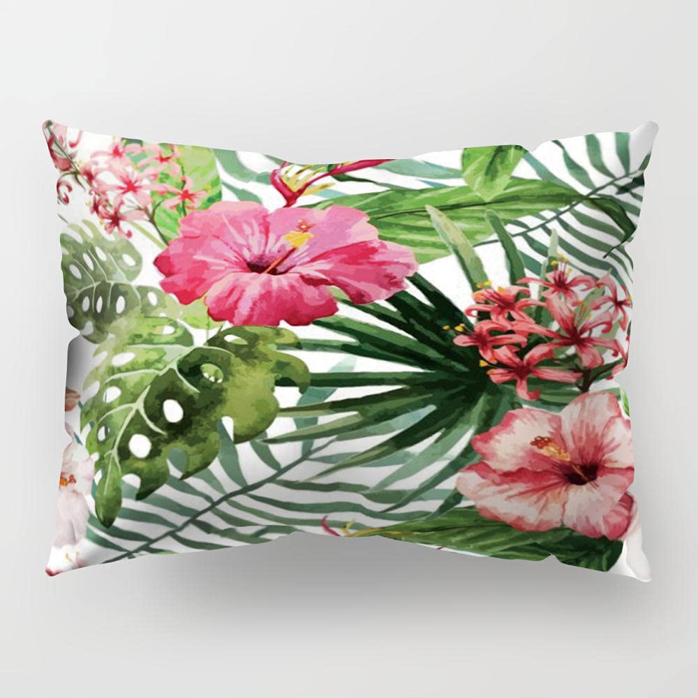 Federa Per Cuscino Quadrato In Velluto 40x60 Cm Con Stampa Foglie Tropicali – Solo Fronte