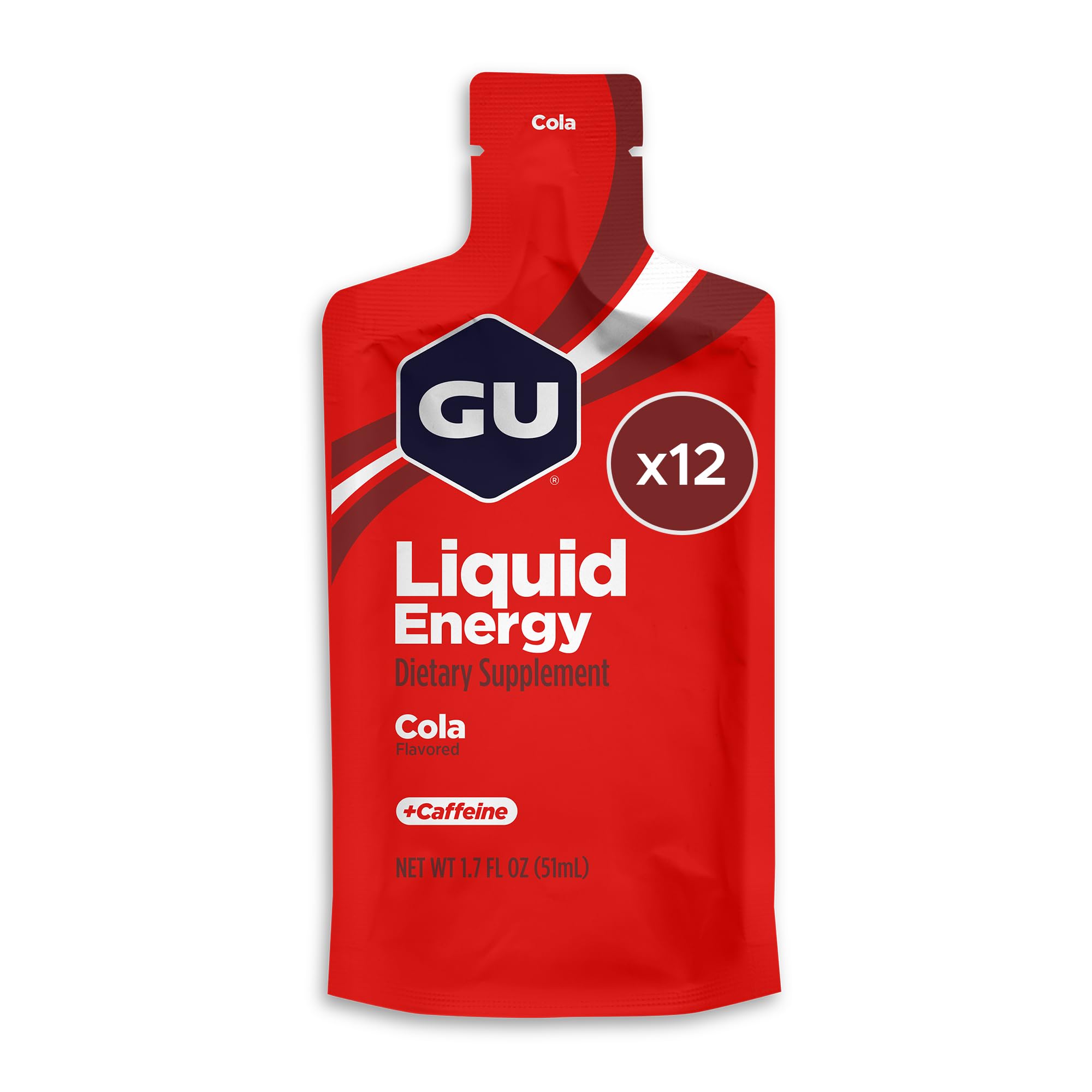 GU Energy Gel líquido de energia, cola, 40 mg de cafeína, 12 sachês