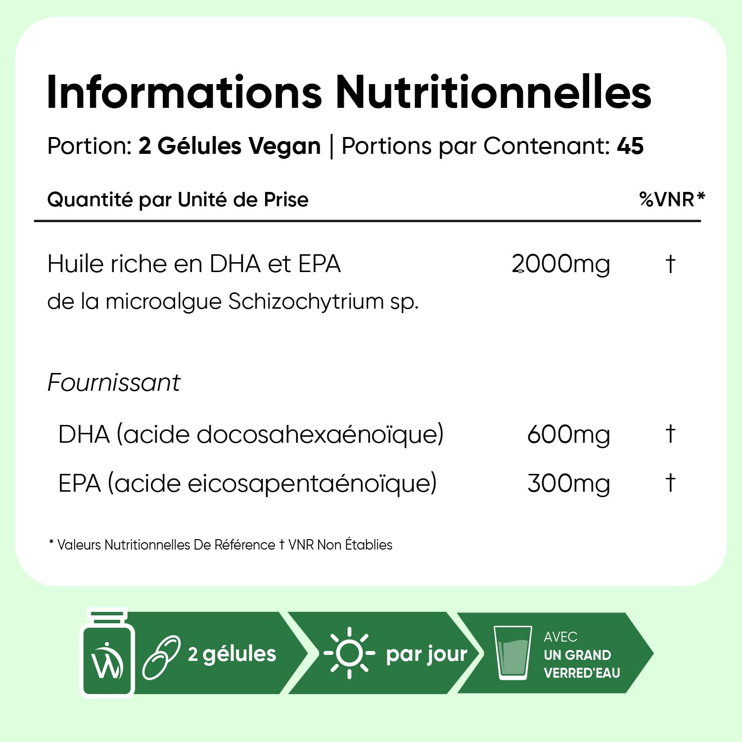 Omega 3 Vegan - Huile d'Algues en Gelules 2000mg Omega 3 DHA EPA - 90 Gélules Molles Vegan sans Huile de Poisson (Fish Oil) ni Huile de Krill