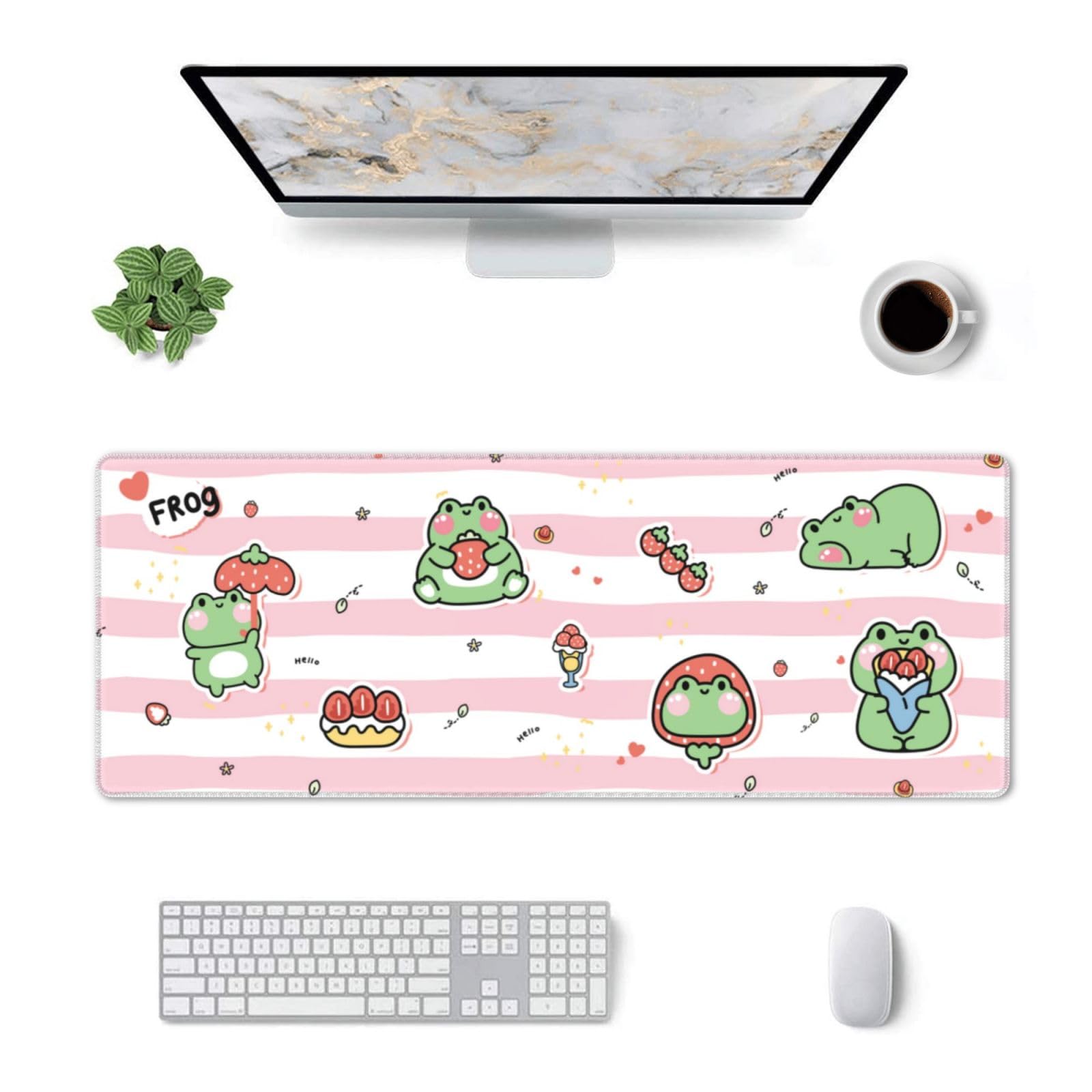 Cute Frog Mouse Pad XL Large Mousepad Non Slip Rubber Base Desk Mat for Laptop Computer Gaming 31.5" X 12"