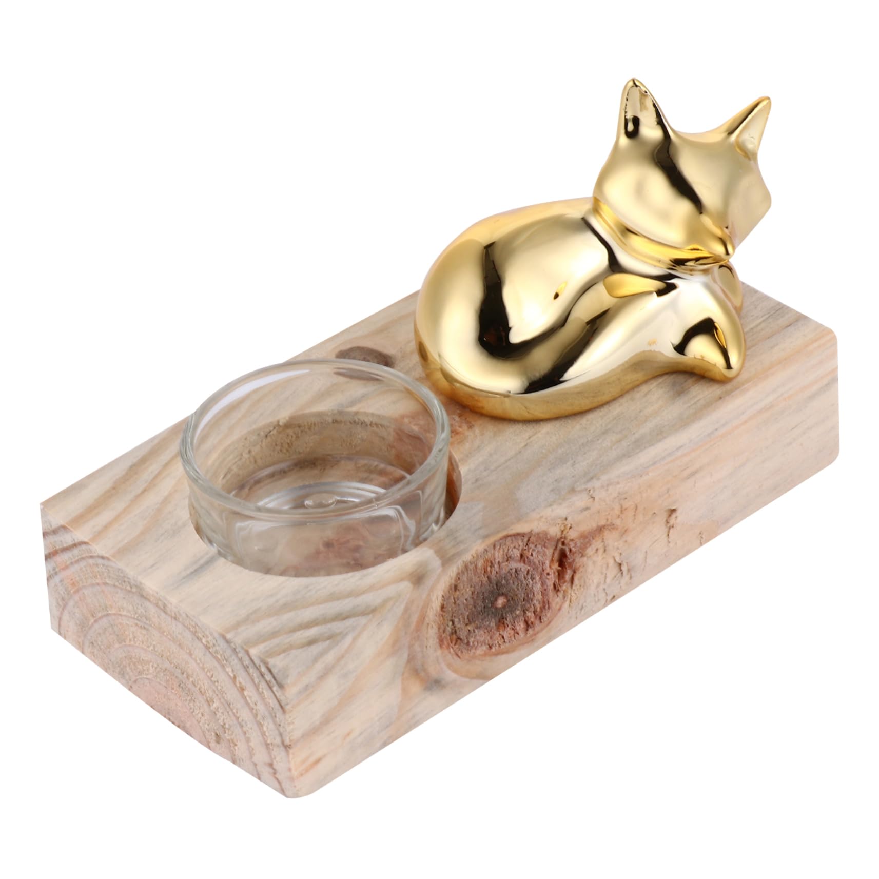 GOOHOCHY 1 Set Fox Candlestick Ornament Candle Stand Candle Stick Xmas Tealight Holder Home Candlestick Gold Candle Holder Holiday Tealight Holder Home Adornment Wood Candle Holders Glass