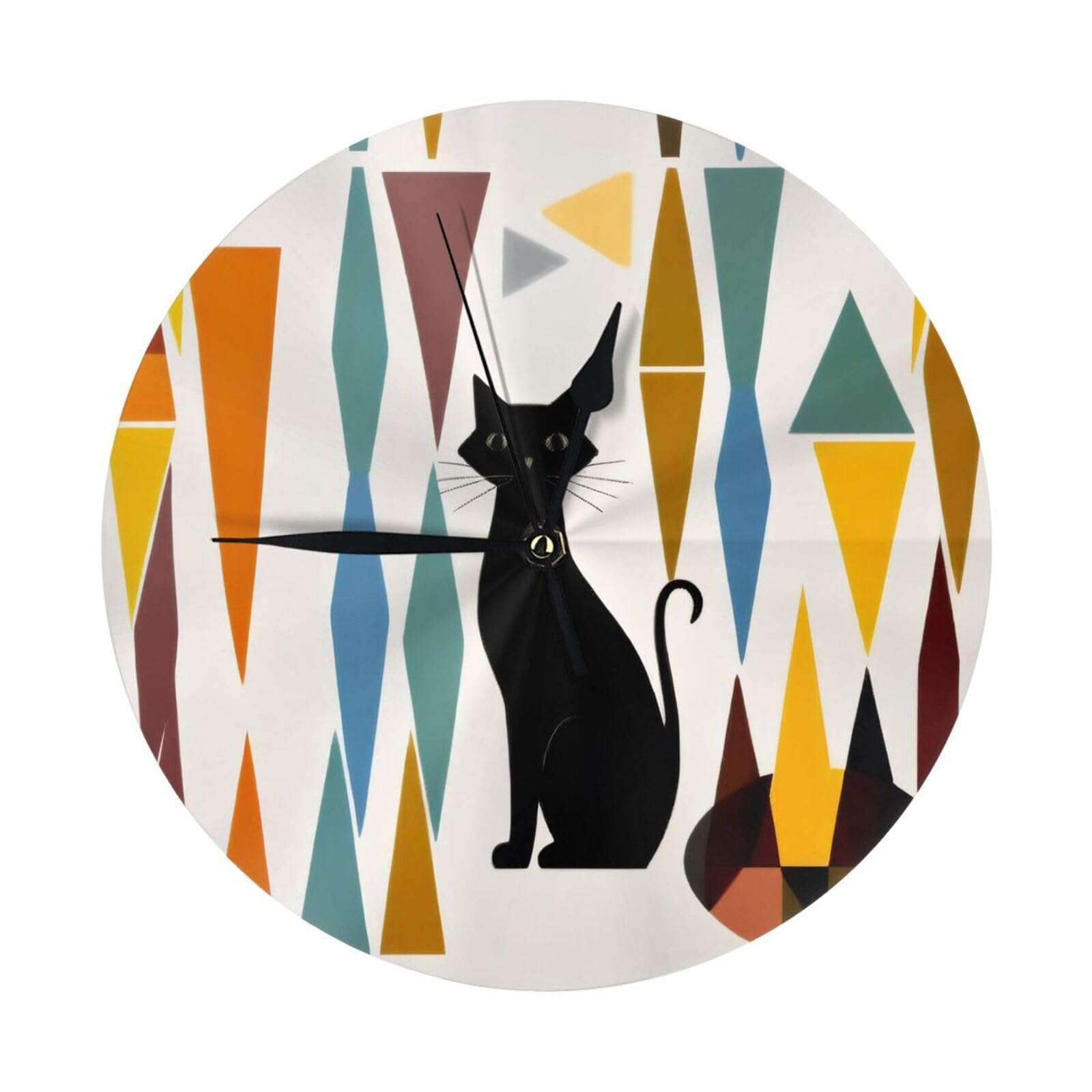 Horloge murale en forme de chat ronde moderne pour salon cuisine et chambre à coucher